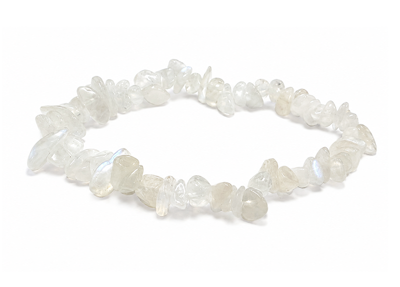 Bracelet Chips en Pierre de Lune Blanche Péristérite AA 5-8mm