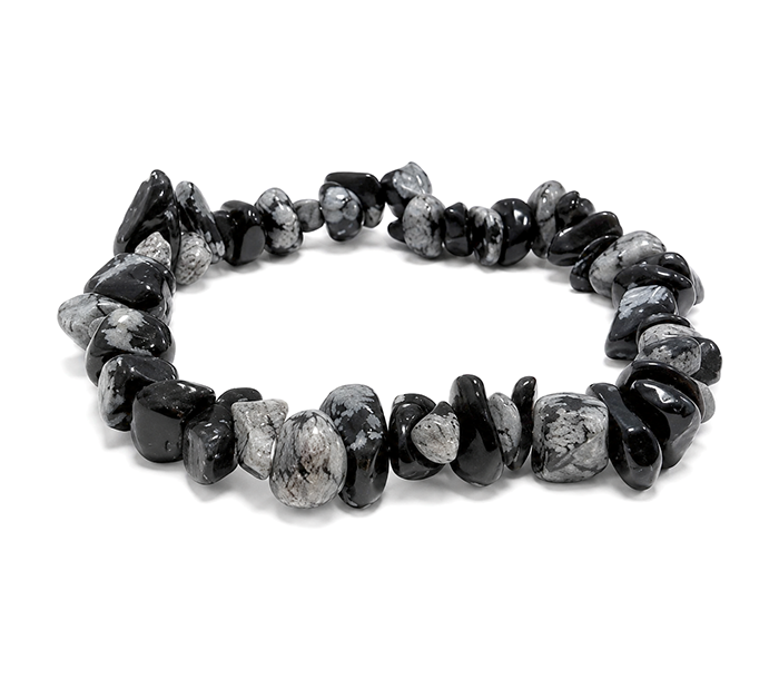 Bracelet Chips en Obsidienne Flocon de Neige A 5-8mm