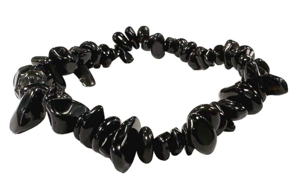 Bracelet obsidienne noire A chips 18cm