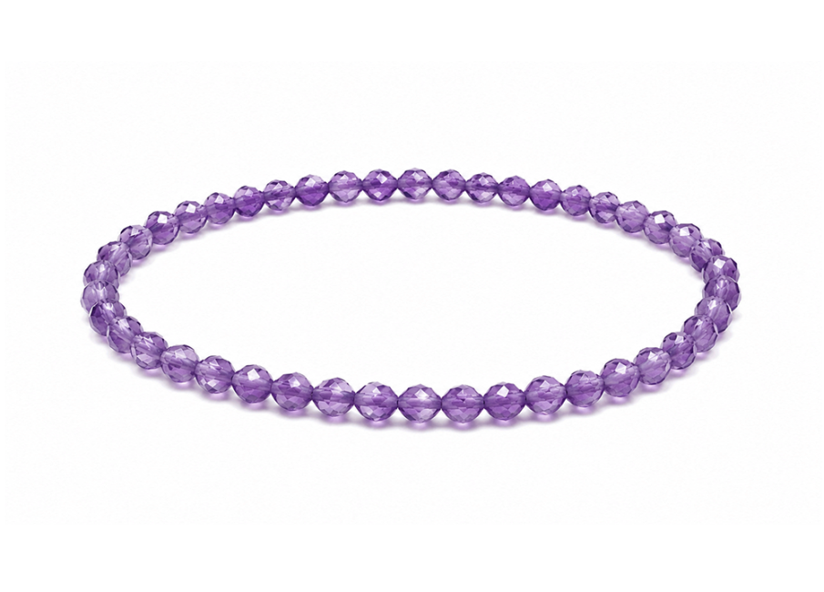 Bracelet en Améthyste Facettée AA – Perles 3 mm