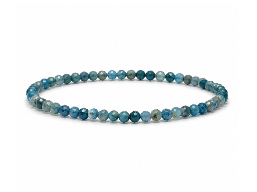 Bracelet en Apatite Bleue Facettée A – Perles 3 mm