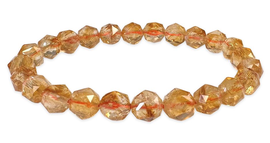 Bracelet Citrine Chauffée Facetéee AAA perles 7.5-8.5mm