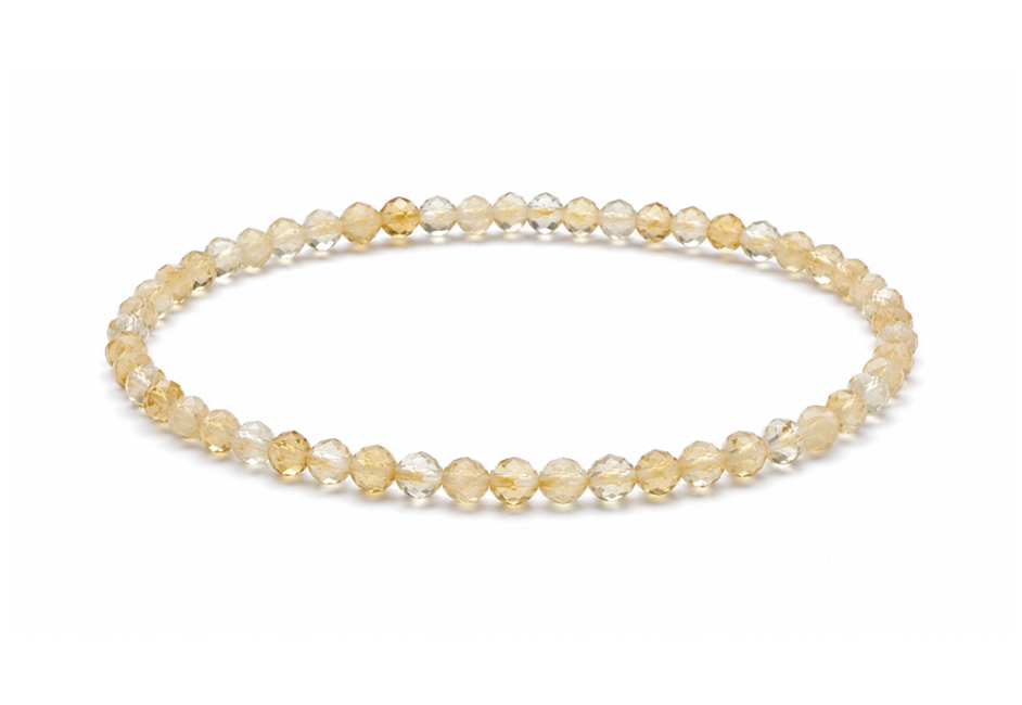 Bracelet en Citrine Naturelle Facettée AA – Perles 3 mm