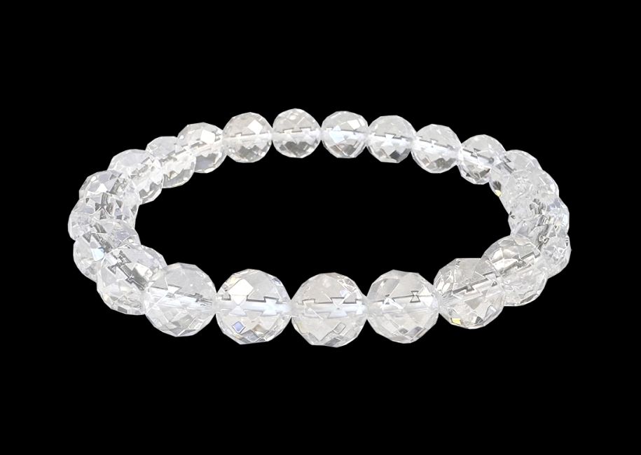 Bracelet Cristal de Roche Facetée AA perles 8mm