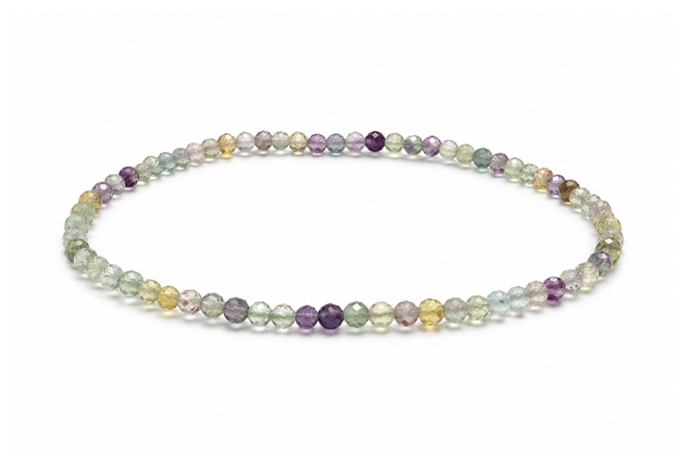 Bracelet en Fluorite Multicolore Facettée AA – Perles 3 mm