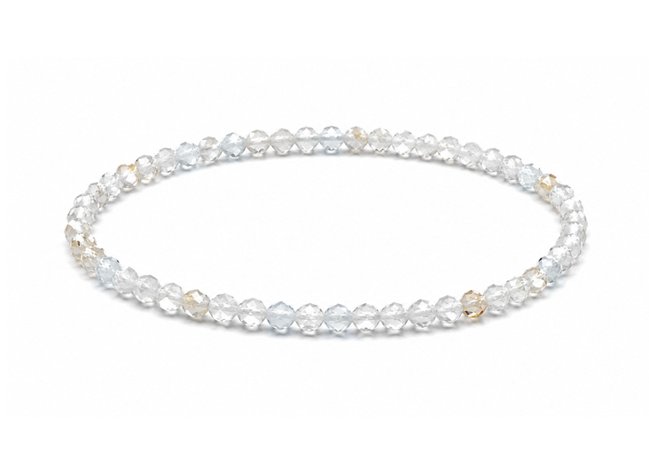 Bracelet en Topaze Blanche Facettée AA – Perles 3 mm
