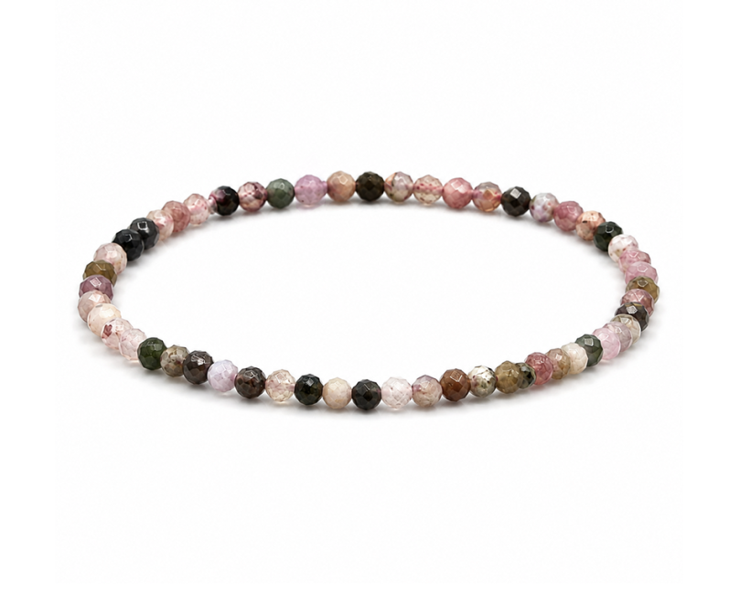 Bracelet en Tourmaline Multicolore Facettée A – Perles 3 mm