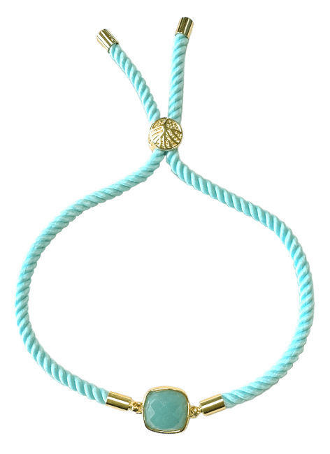 Bracelet Corde Laiton Amazonite Carré Facetté 11mm