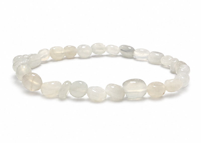 Bracelet pierres roulées Pierre de Lune Blanche A 6-8mm chez Arabesk