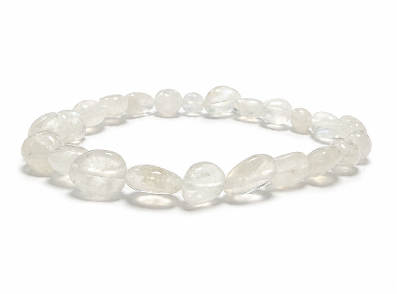 Bracelet Pierre de Lune Blanche Peristerite A+ pierres roulées chez Arabesk