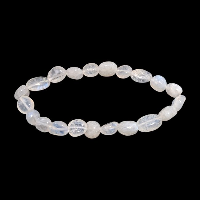 Bracelet Pierre de Lune Blanche Peristerite A+ pierres roulées
