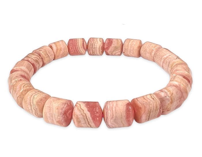 Bracelet Rhodochrosite Argentine perles tonneaux 7-8mm