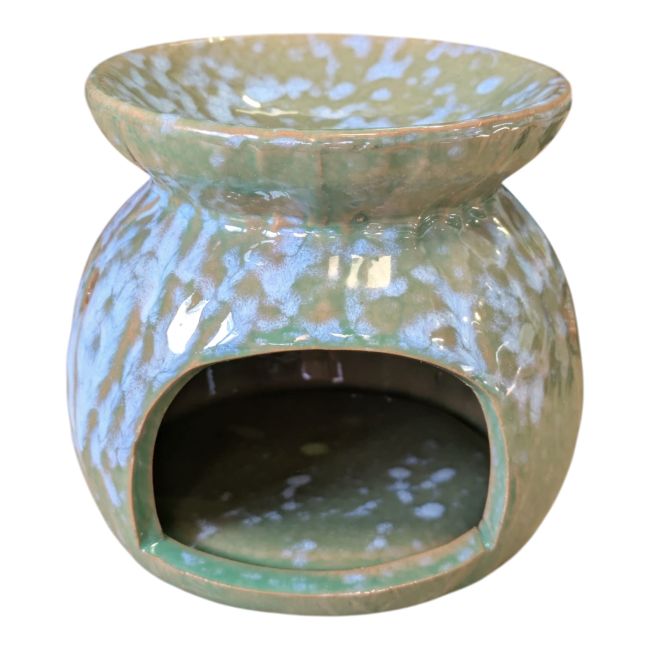 Brûleur à Huile en Céramique Verte à Nuances Multicolores chez Arabesk
