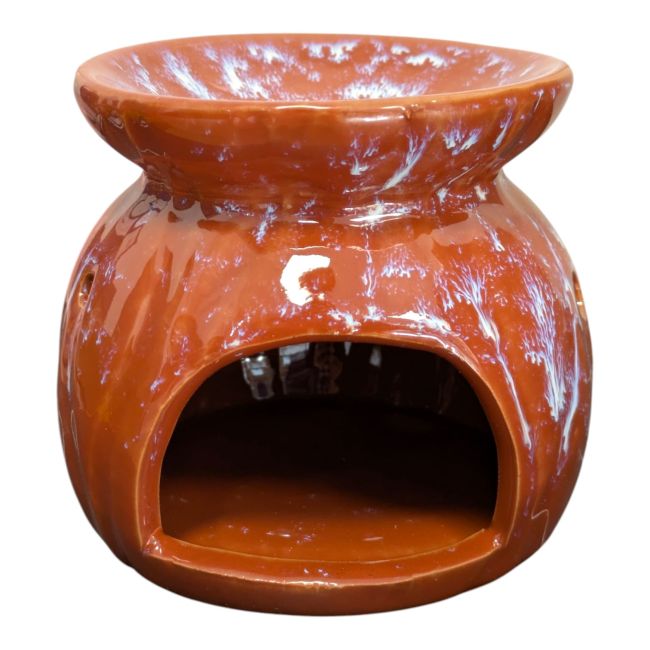 Brûleur à Huile en Céramique Rouge à Nuances Claires chez Arabesk