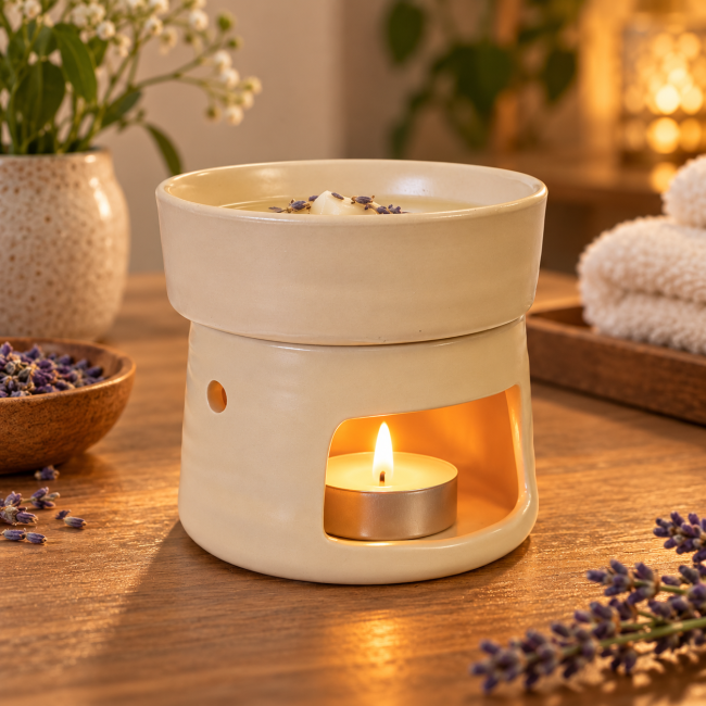 Brûle-Parfum Beige Clair en Céramique 9,3 cm chez Arabesk|fr