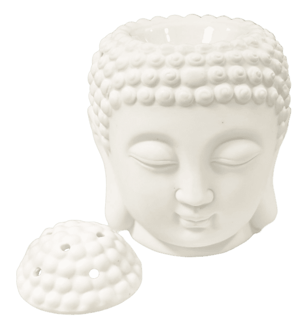 Brûleur Huile Céramique Tête de Bouddha Blanc 14cm chez Arabesk|fr