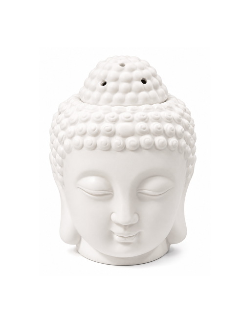 Brûleur à Huile en Céramique Tête de Bouddha Blanc 14cm chez Arabesk