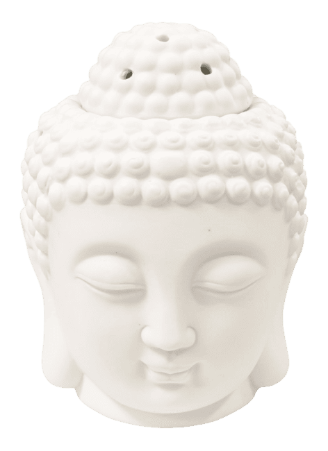 Brûleur Huile Céramique Tête de Bouddha Blanc 14cm chez Arabesk