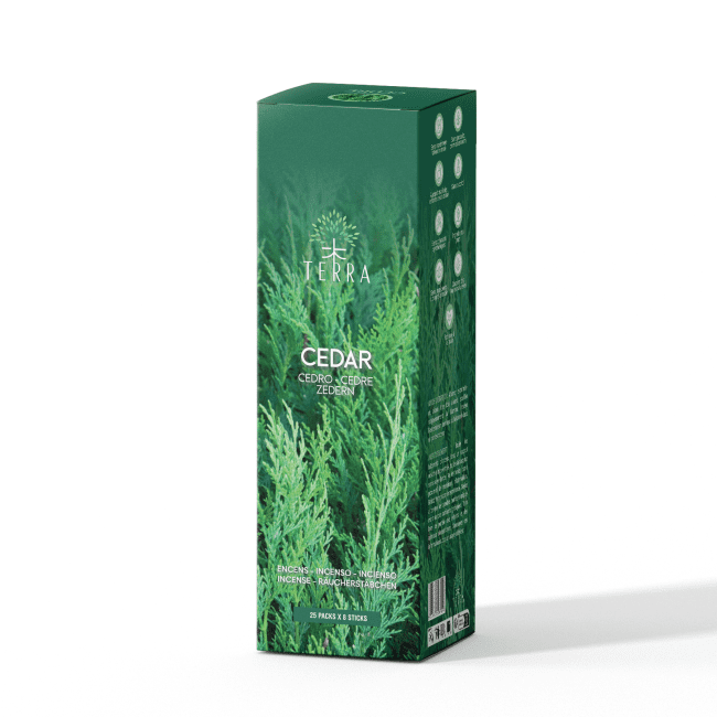 Encens TERRA Cèdre sans charbon 12grs chez Arabesk