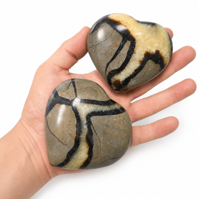 Lot de 2 Coeurs de Septaria  680 Gr chez Arabesk