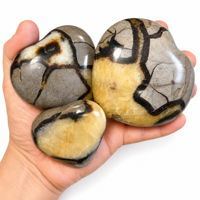 Lot de 3 Coeurs de Septaria  411gr chez Arabesk