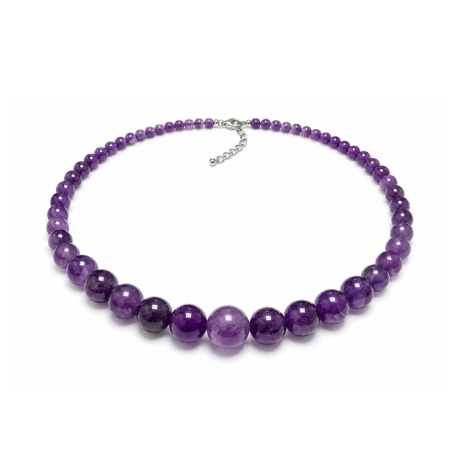 Collier Chute Améthyste A+ Perles 4-12mm 50cm chez Arabesk