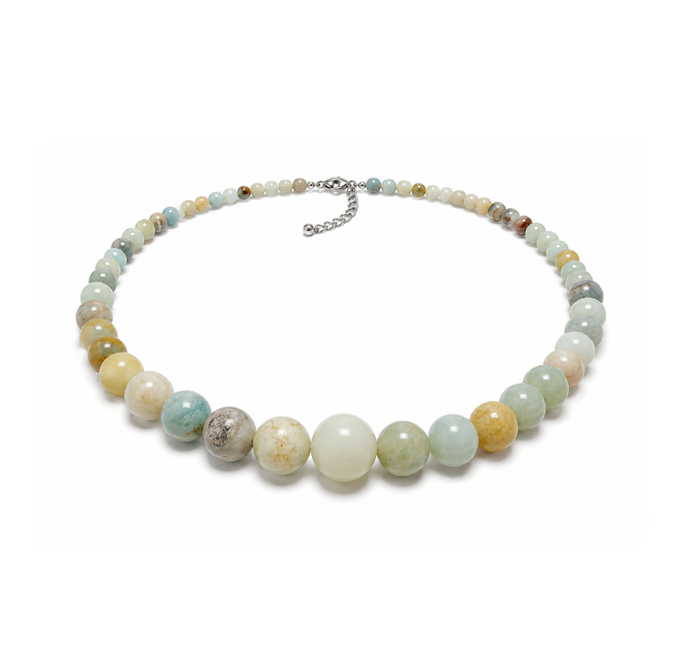 Collier Chute Amazonite Multicolore A Perles 4-12mm 50cm