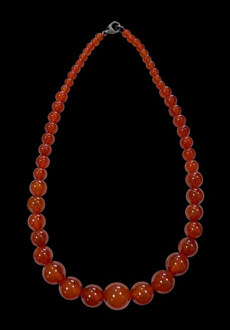 Cornaline Rouge A Collier Chute Perles 6-14mm 45cm