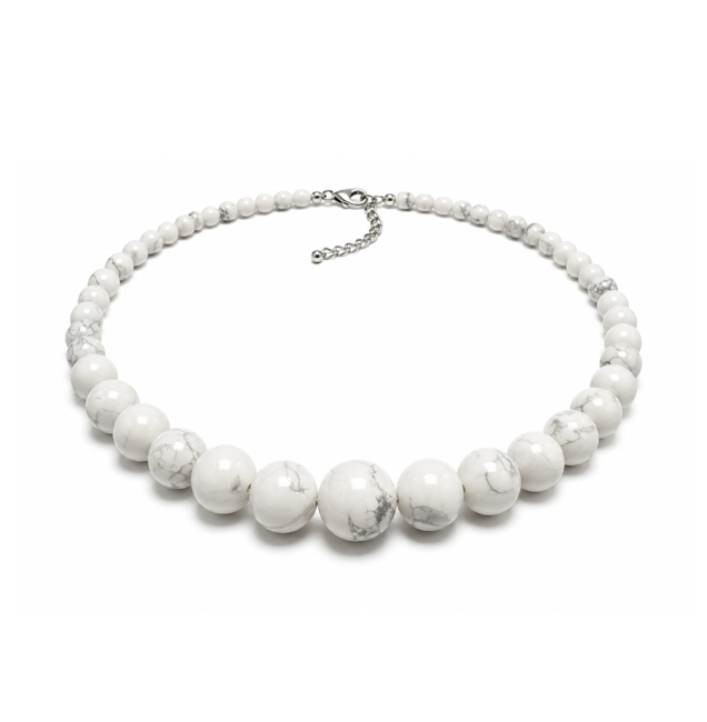 Collier Chute Howlite A Perles 6-14mm 50cm chez Arabesk