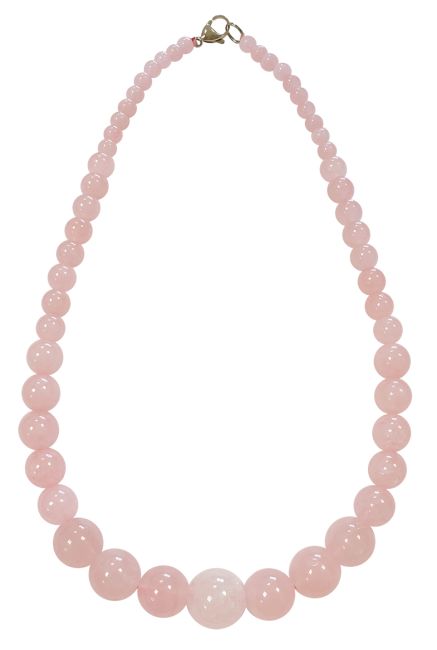 Quartz Rose A Collier Chute Perles 6-14mm 45cm