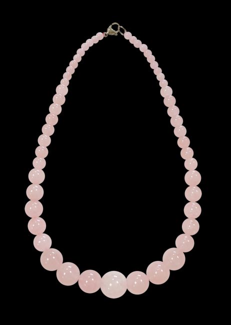 Quartz Rose A Collier Chute Perles 6-14mm 45cm