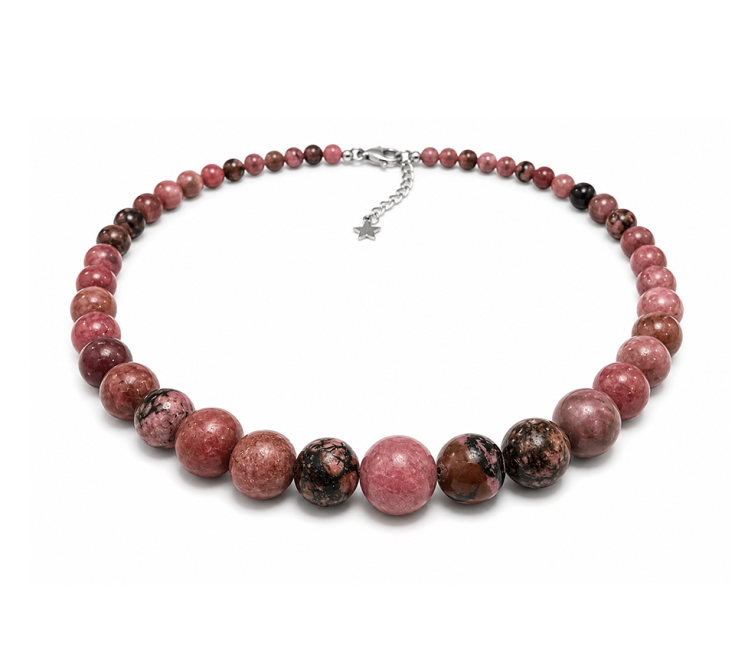 Collier Chute Rhodonite A Perles 4-12mm 50cm chez Arabesk