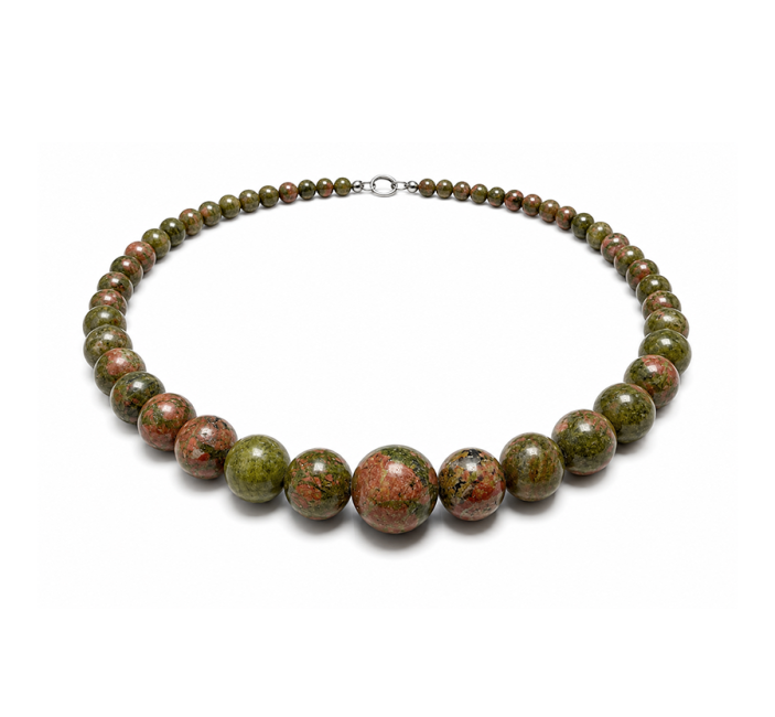 Collier Chute Unakite A Perles 6-14mm 50cm chez Arabesk