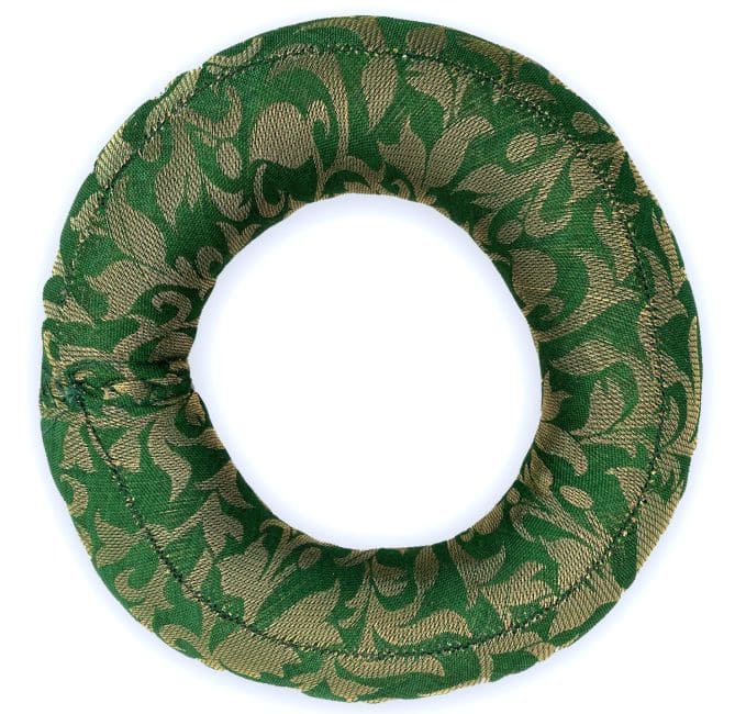 Coussin rond vert pour pour bol chantant 15 cm