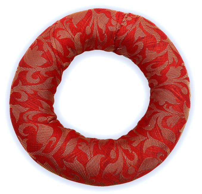 Coussin rond rouge pour bol chantant 15 cm