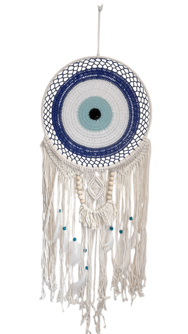 Attrape-rêves Contre le Mauvais Oeil Blanc et Bleu 40 cm chez Arabesk