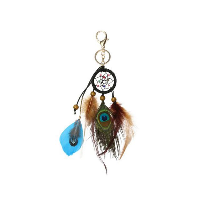Dream-catcher porte-clef Paon 11 cm chez Arabesk