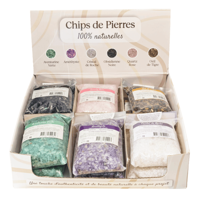 Présentoir Chips de Pierres 250g X 12 sachets chez Arabesk