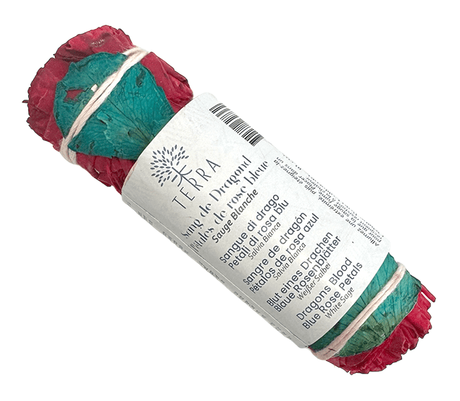 Sauge blanche Sang de Dragon & Pétales de Rose Bleue fagot 25-30g 10cm chez Arabesk