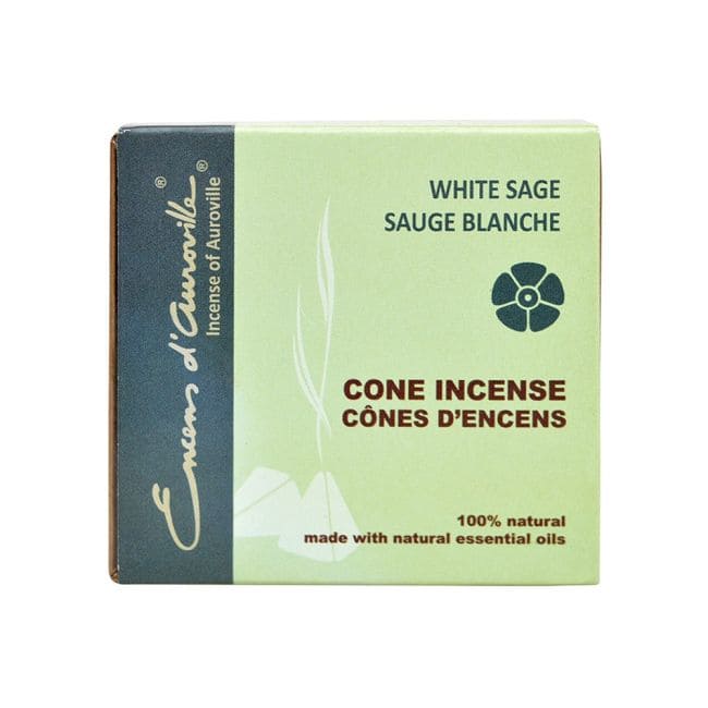 Encens d'Auroville Sauge Blanche 5x10 Cônes chez Arabesk