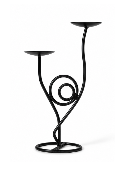 Bougeoir Double en Métal Noir Torsadé 28cm chez Arabesk