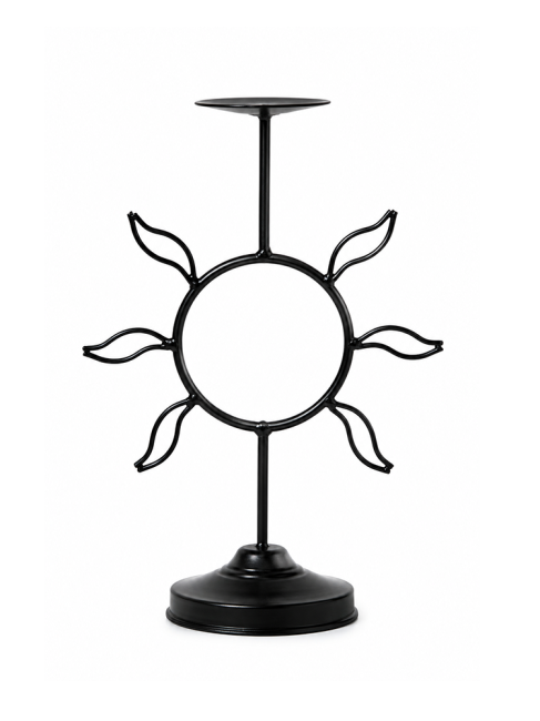 Bougeoir Soleil en Métal Noir 29cm chez Arabesk