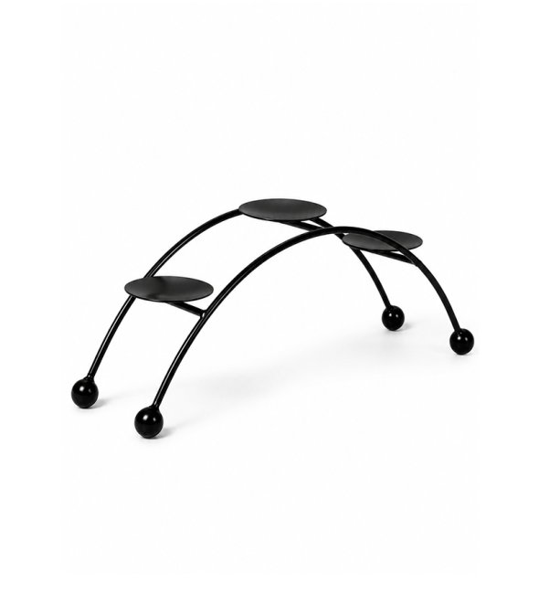 Bougeoir Arche en Métal Noir 3 Supports 31cm chez Arabesk