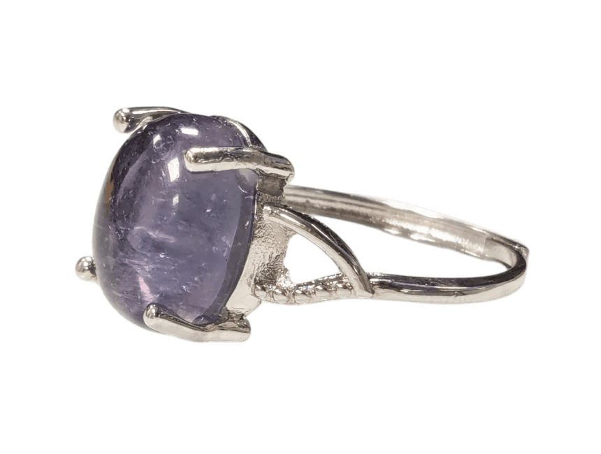 Bague Ovale en Cuivre Blanc Ajustable Fluorite AA