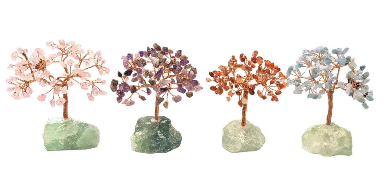 Arbre de Vie Agate Rouge sur Druse Fluorite Verte 12-13cm