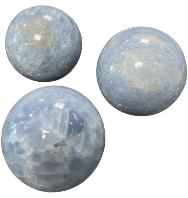 3 Sphères Calcite bleue polis 1.715k