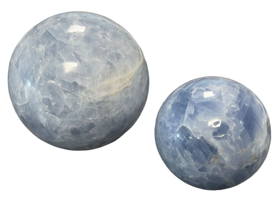 3 Sphères Calcite bleue polis 1.864k