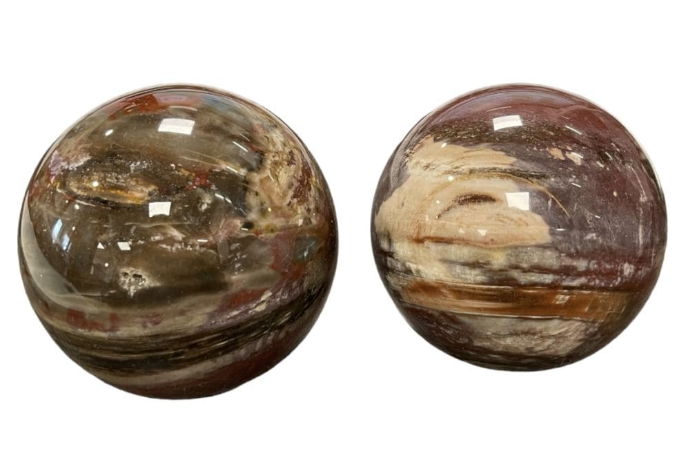 2 Sphères Bois Fossile 1.487 kg
