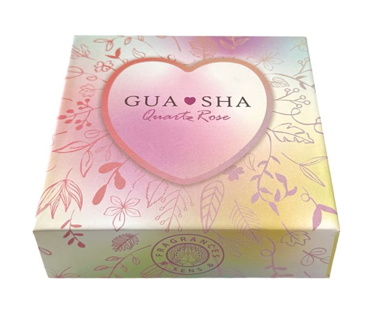 Massage Gua Sha Coeur en Quartz Rose A+