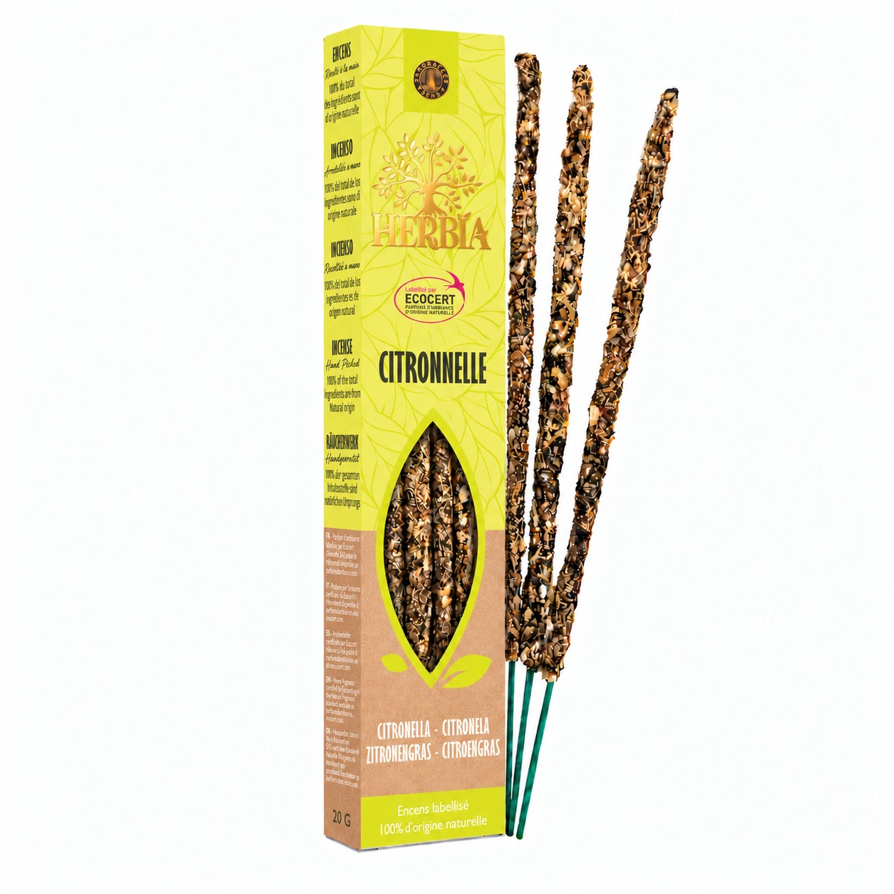 Encens Smudge Ecocert Herbia Citronnelle 20g chez Arabesk